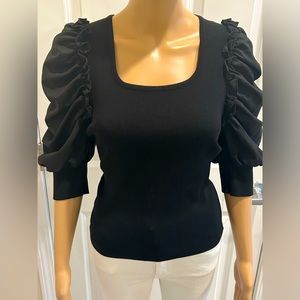 Nanette Lepore Mixed Media Puffed Sleeve Top